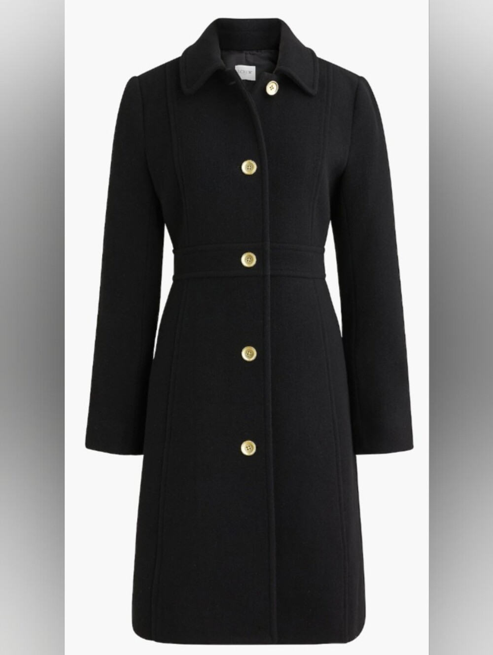 J.Crew Black Button-Front Lady Day Coat